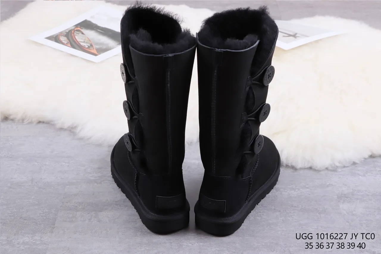 UGG Classic Tall Button Black Snow Boots 8