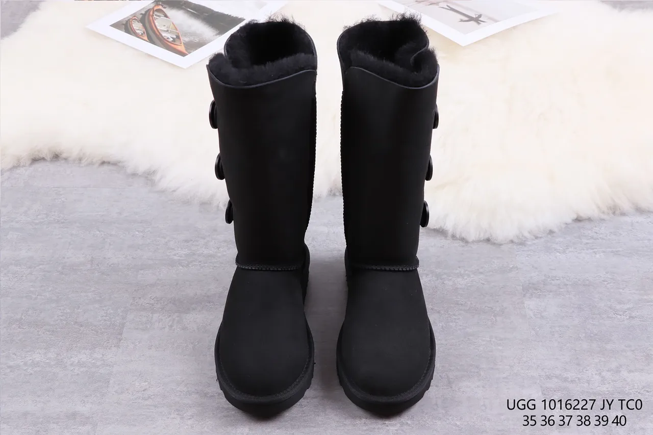 UGG Classic Tall Button Black Snow Boots 9
