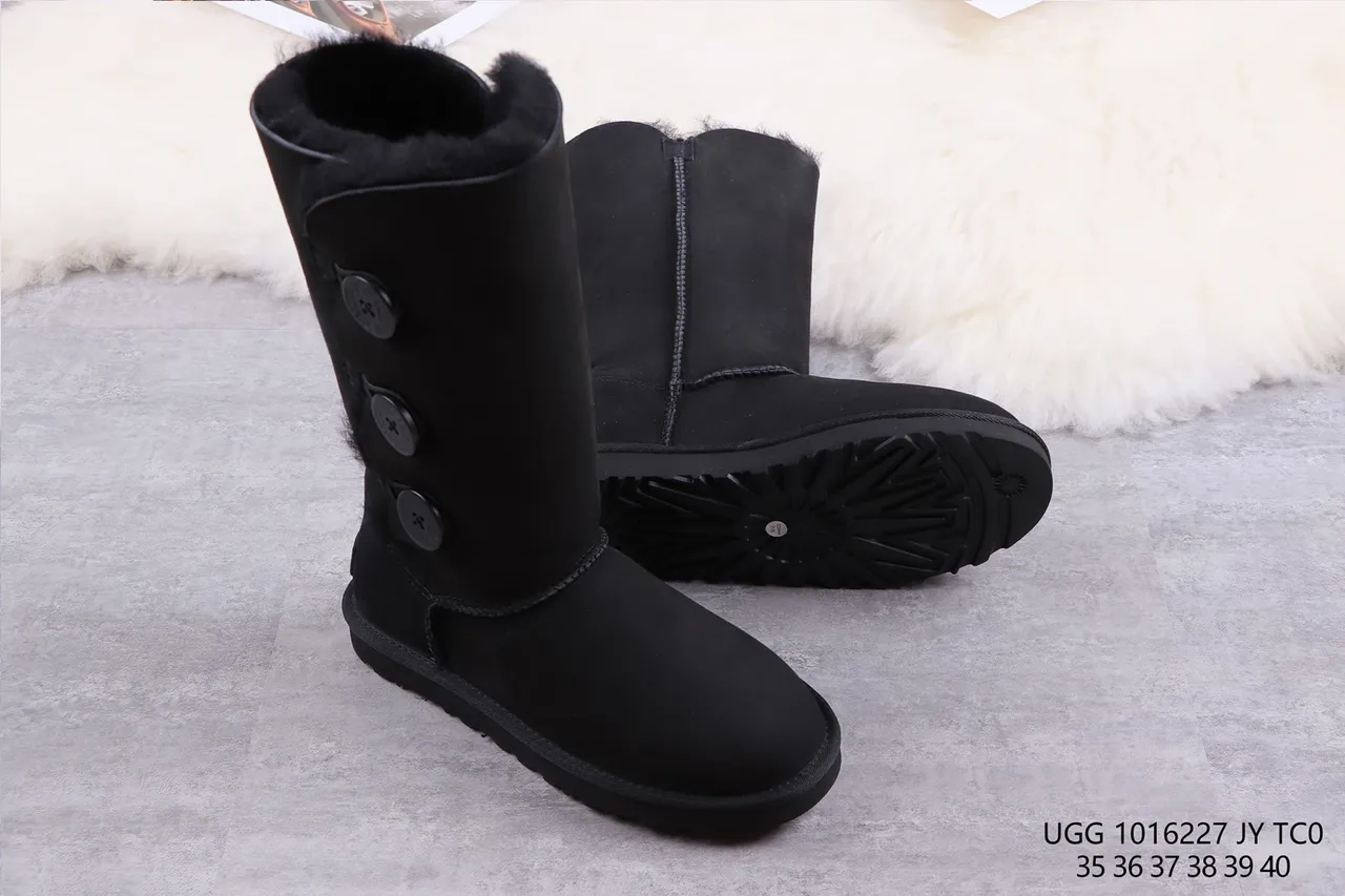 UGG Classic Tall Button Black Snow Boots 10