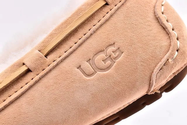 UGG Damota Beige Suede Shearling-Lined Loafers 4