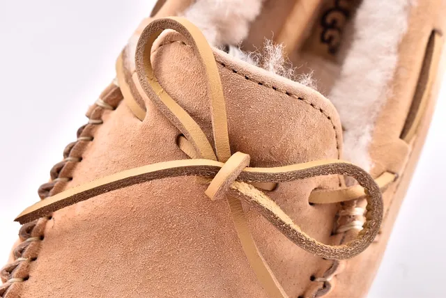 UGG Damota Beige Suede Shearling-Lined Loafers 6