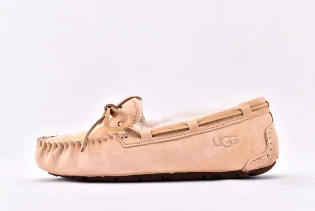 UGG Damota Beige Suede Shearling-Lined Loafers 8