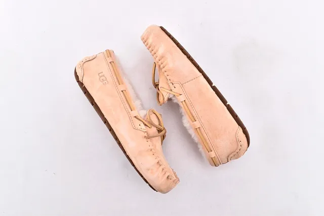 UGG Damota Beige Suede Shearling-Lined Loafers 12