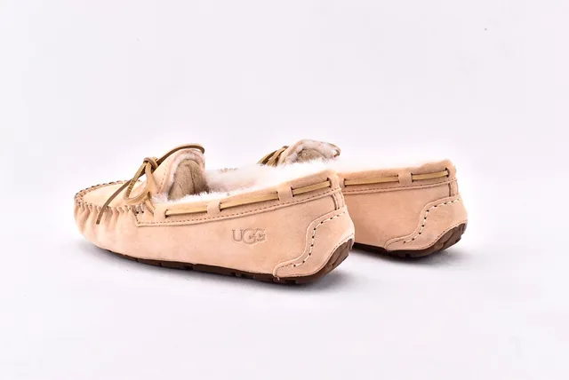 UGG Damota Beige Suede Shearling-Lined Loafers 14