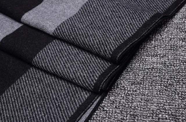 UGG Gray Black Block-Striped Woven Cashmere Scarf 4