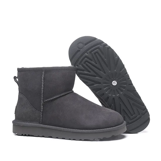 UGG Gray Suede Upper Shearling-Lined Cuff Snow Boots 3