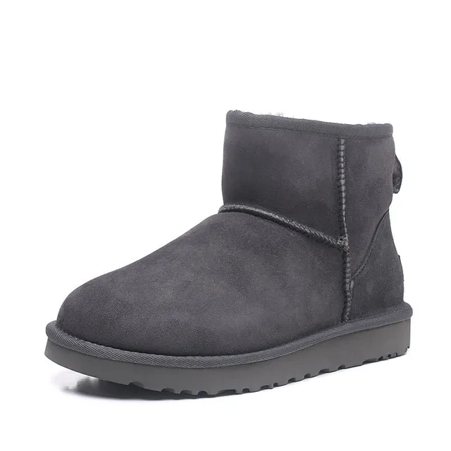 UGG Gray Suede Upper Shearling-Lined Cuff Snow Boots 4