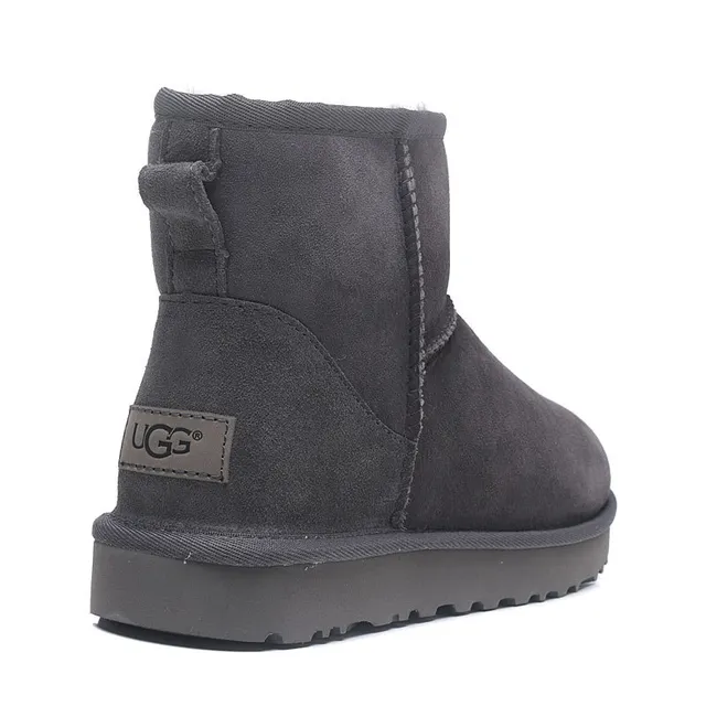 UGG Gray Suede Upper Shearling-Lined Cuff Snow Boots 5