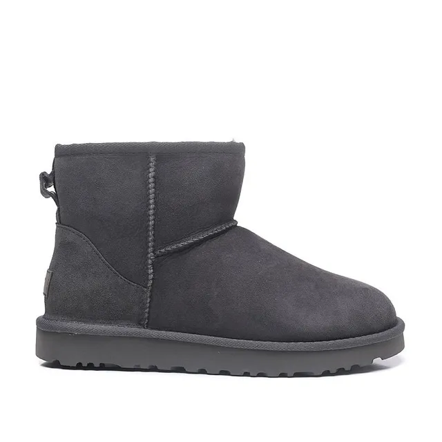 UGG Gray Suede Upper Shearling-Lined Cuff Snow Boots 7