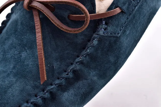 UGG Navy Beige Suede Upper Shearling-Lined Loafer 5