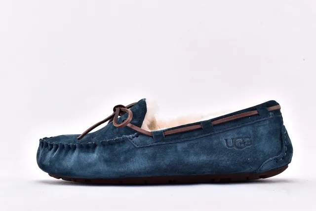 UGG Navy Beige Suede Upper Shearling-Lined Loafer 8