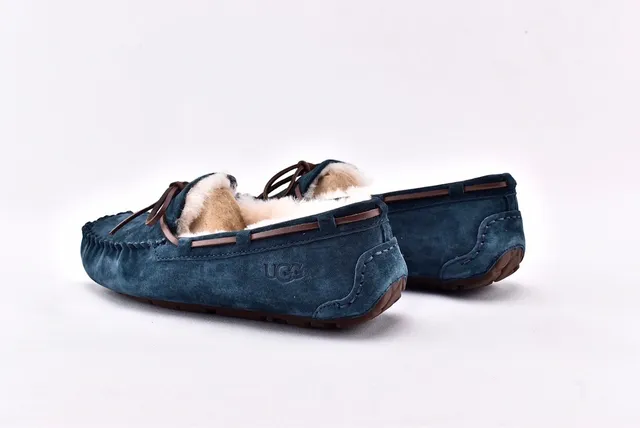 UGG Navy Beige Suede Upper Shearling-Lined Loafer 14