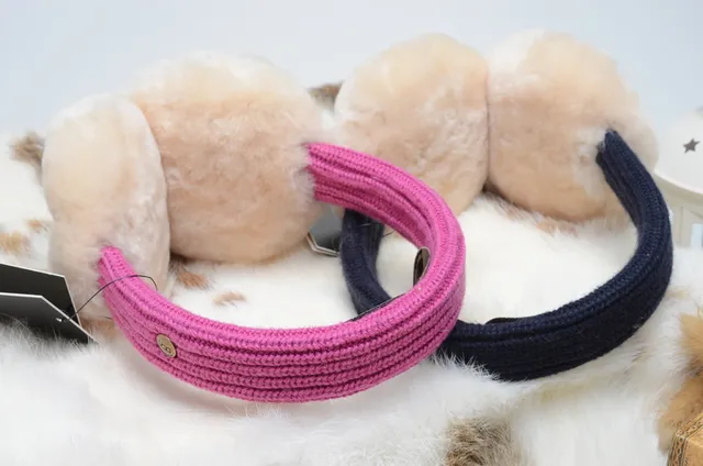 UGG Pink Multicolor Shearling-Lined Knit Headband Over-ear Headphones 5