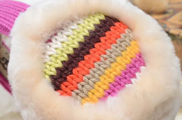 UGG Pink Multicolor Shearling-Lined Knit Headband Over-ear Headphones 15