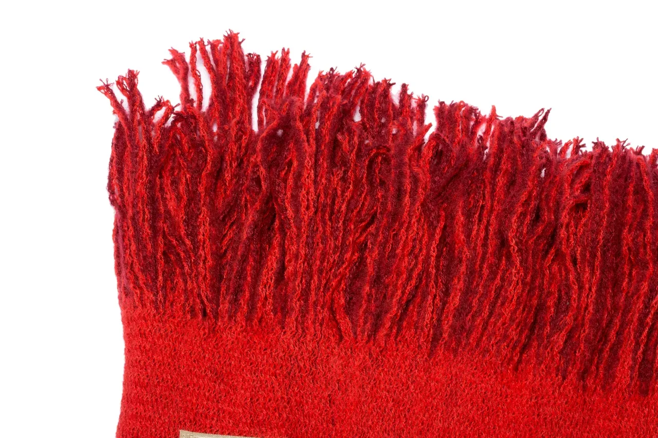 UGG Red Knit Texture Fringed Ends Scarve 7