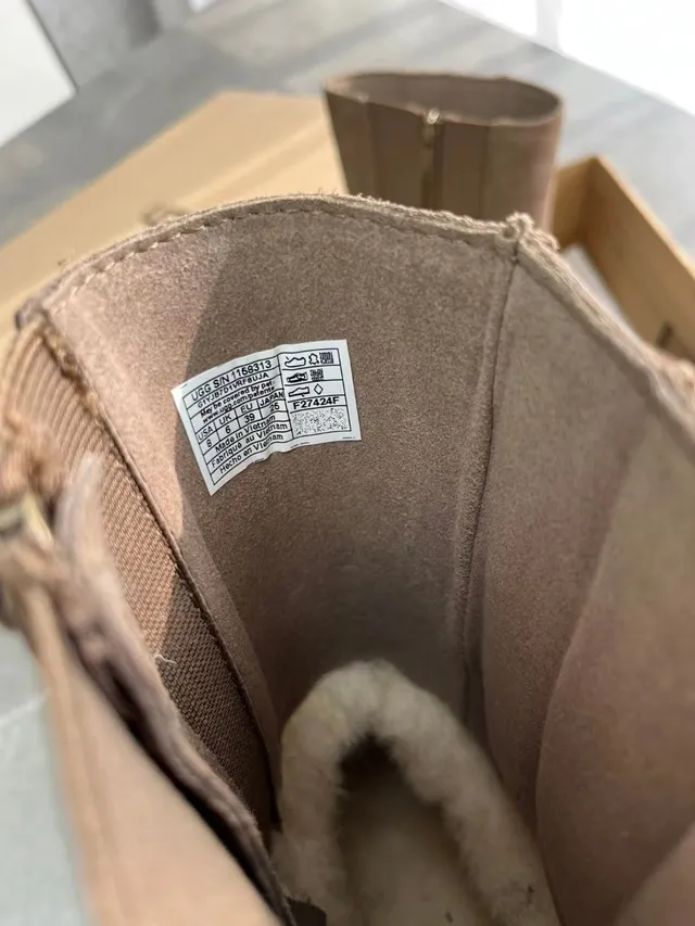UGG Tasman بيج بني جلد ناعم علوي كعب منصة كثيف كعب منصة أحذية كاحل 5