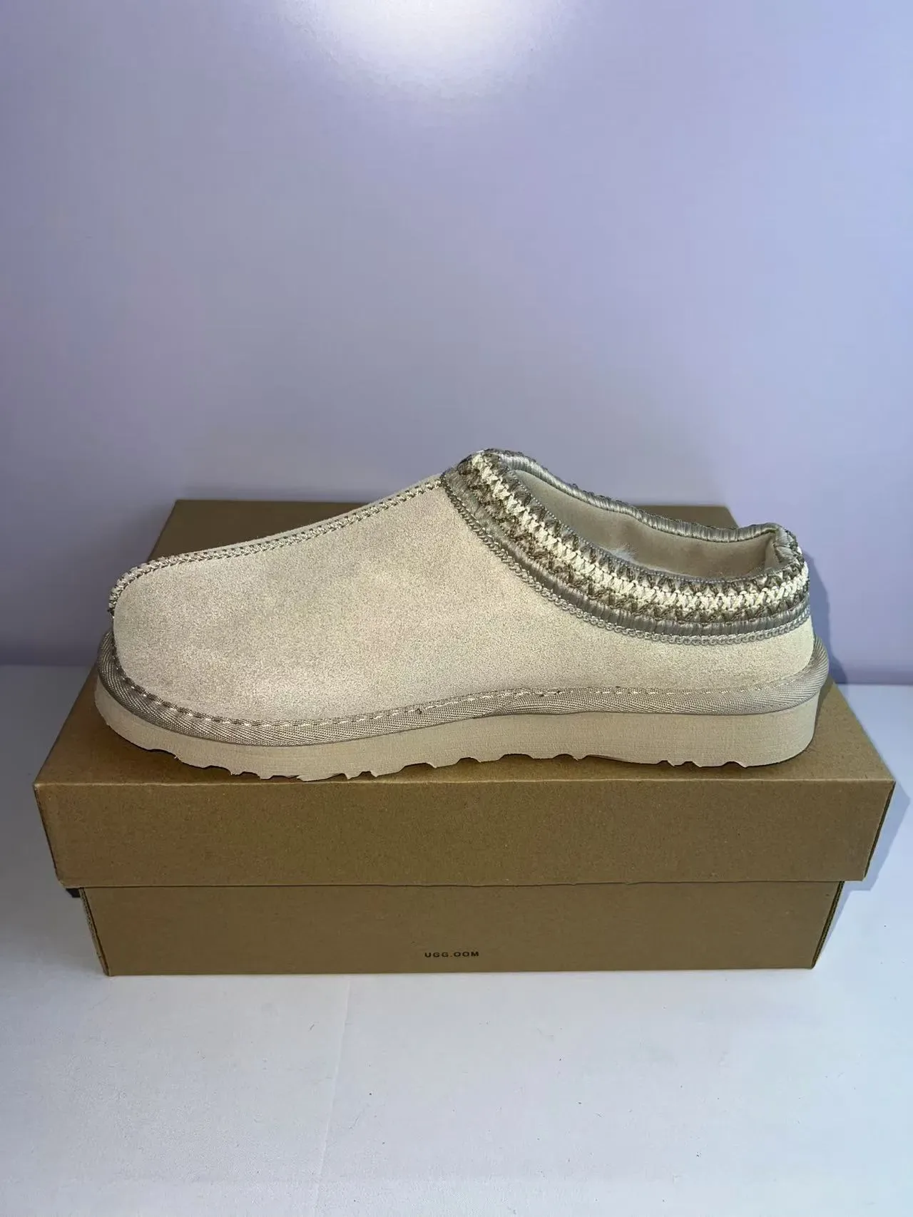 UGG Tasman Beige Gold Braided Trim Suede-Like Upper Casual Shoes 4