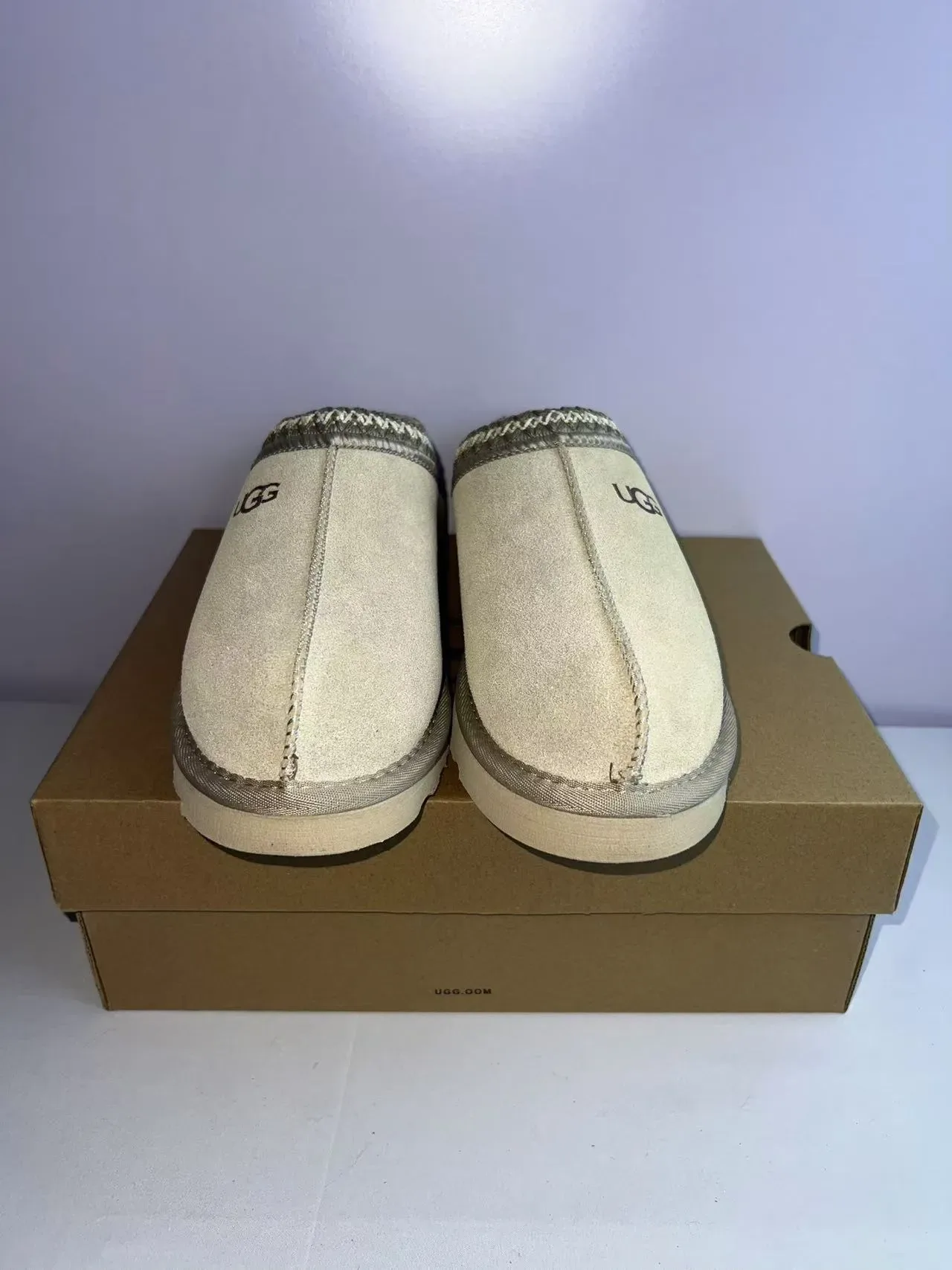 UGG Tasman Beige Gold Braided Trim Suede-Like Upper Casual Shoes 6