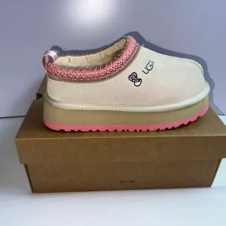 UGG Tasman بيجي وردي سولا منصة حافة منسوجة أحذية كاجوال