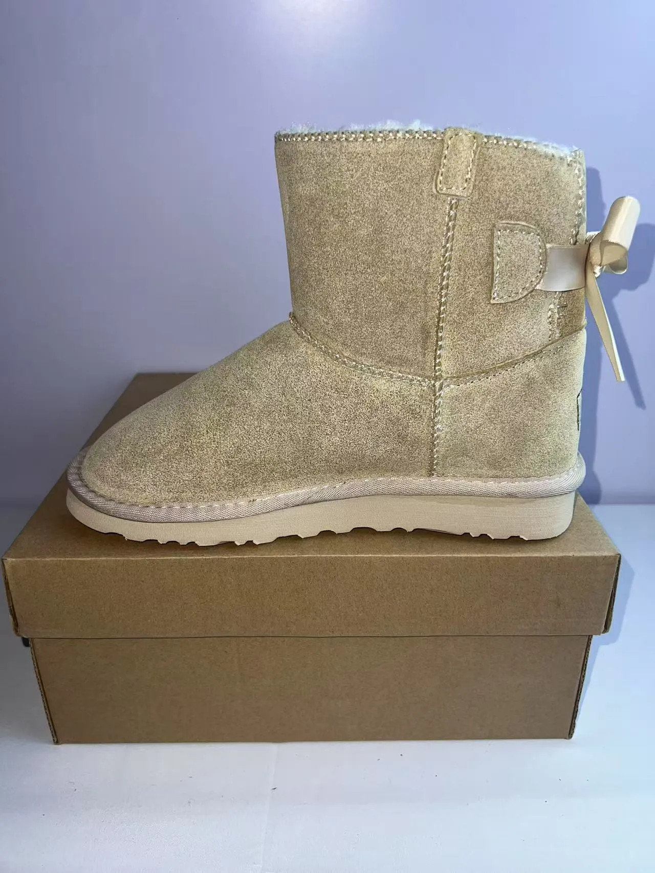 UGG Tasman Beige Shearling-Lined Snow Boots 2