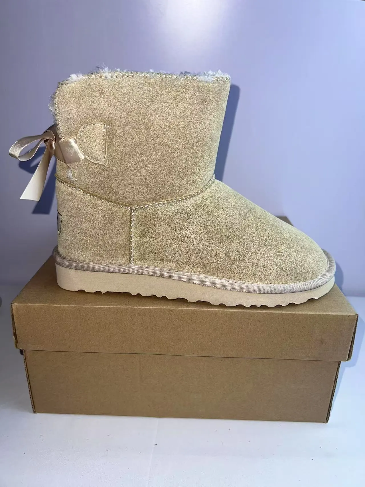 UGG Tasman Beige Shearling-Lined Snow Boots 3