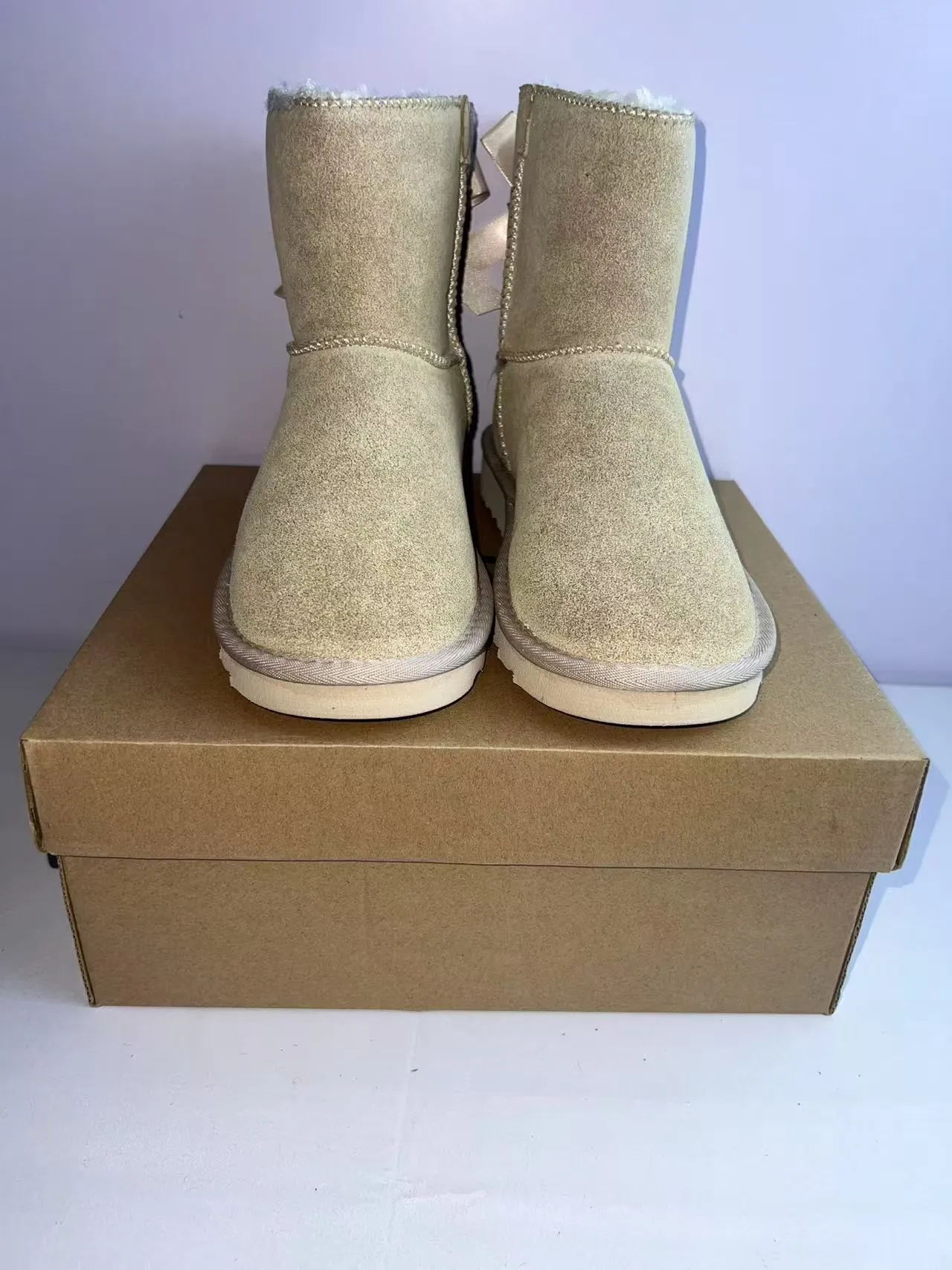 UGG Tasman Beige Shearling-Lined Snow Boots 4
