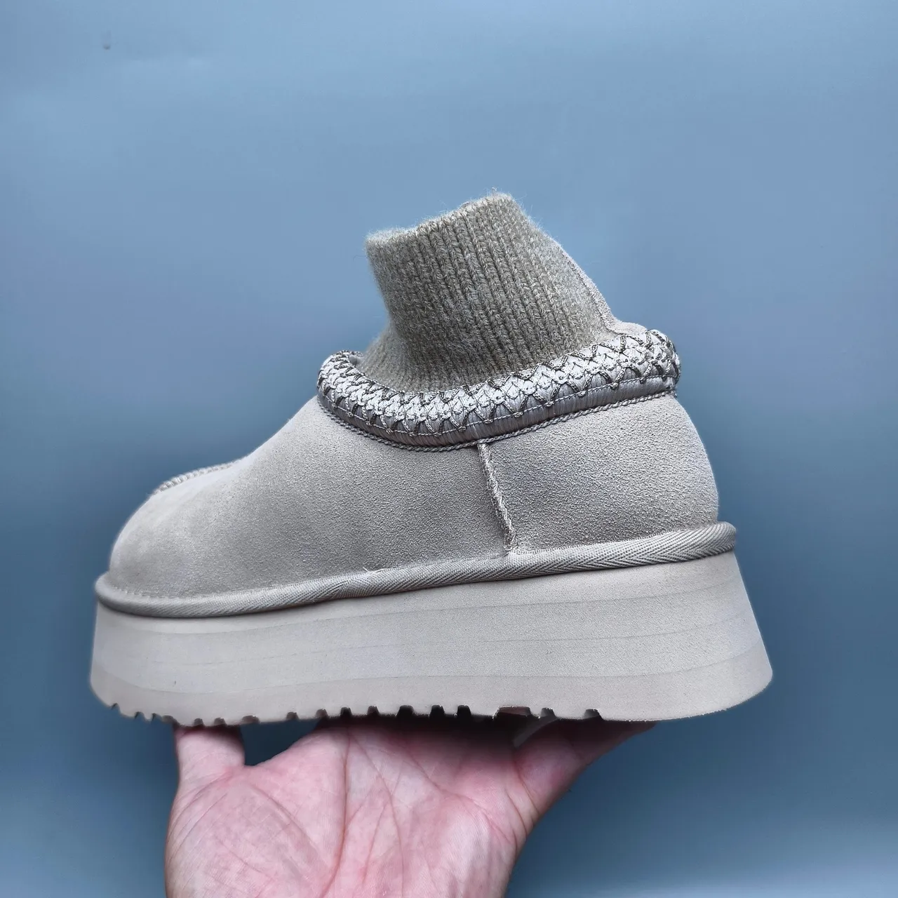 UGG Tasman Beige Slip-On Knit-Cuffed Snow Boots 4