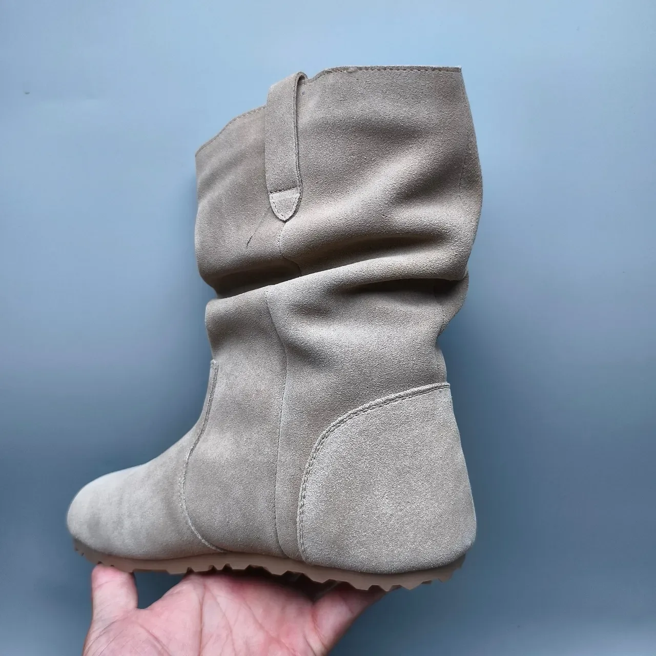 UGG Tasman Beige Suede-Like Slouchy Ankle Boots 4