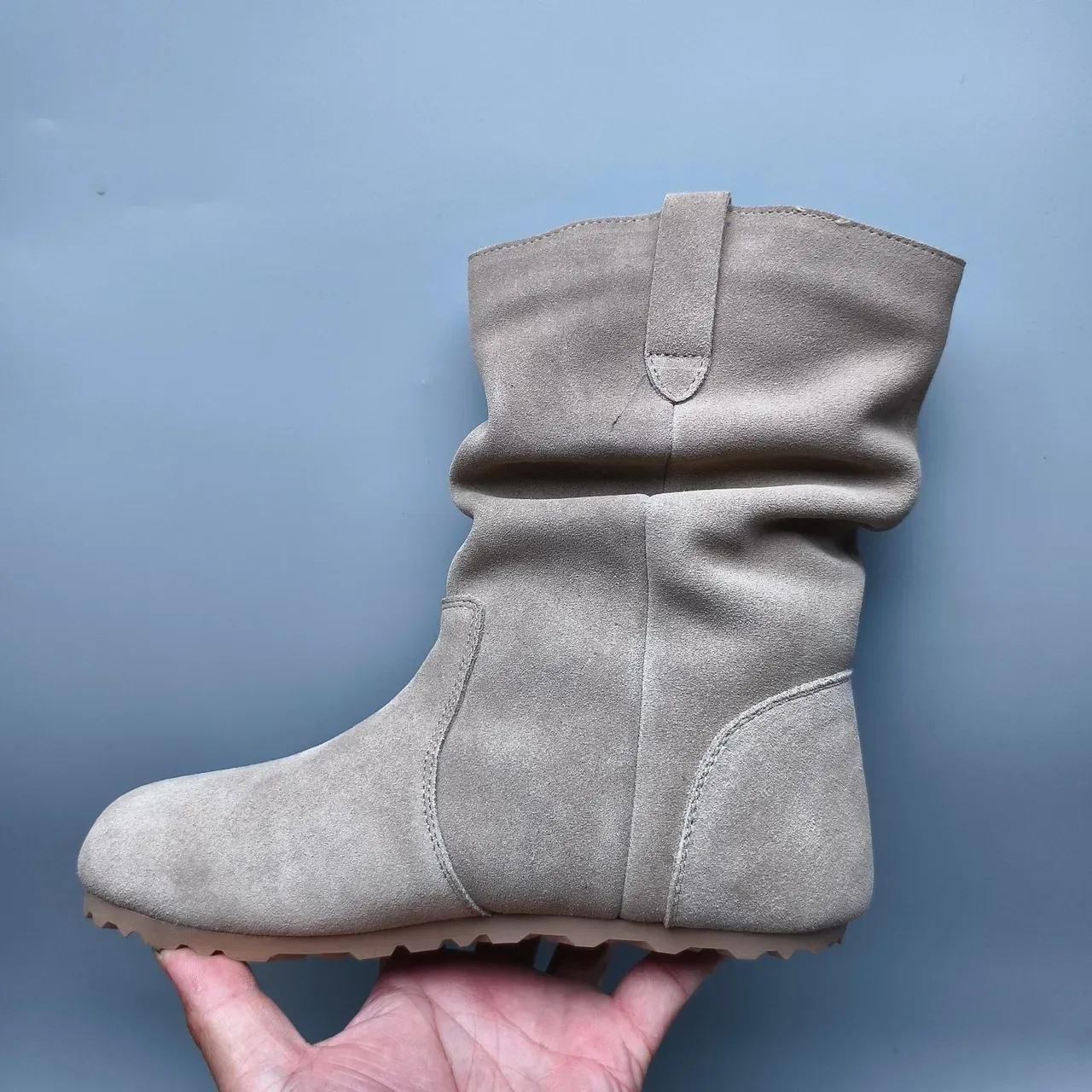 UGG Tasman Beige Suede-Like Slouchy Ankle Boots 7