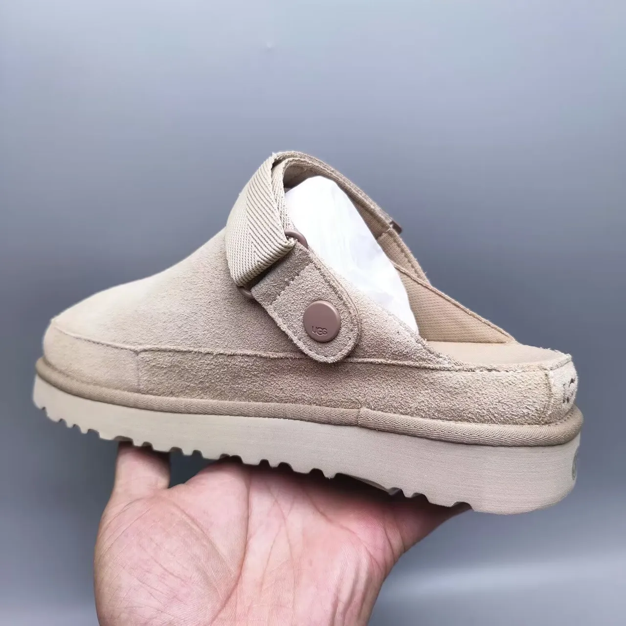 UGG Tasman Beige Suede Platform Slipper 3
