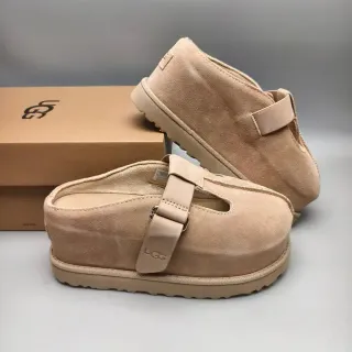 UGG Tasman Beige Suede Upper T-Strap Closure Mary Jane Shoes