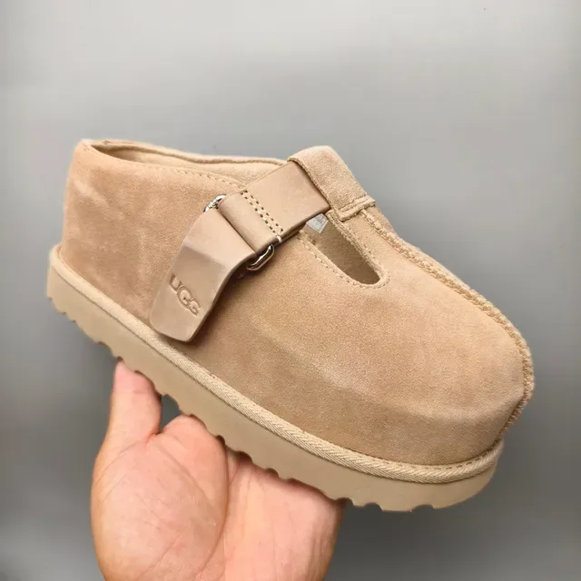 UGG Tasman Beige Suede Upper T-Strap Closure Mary Jane Shoes 7