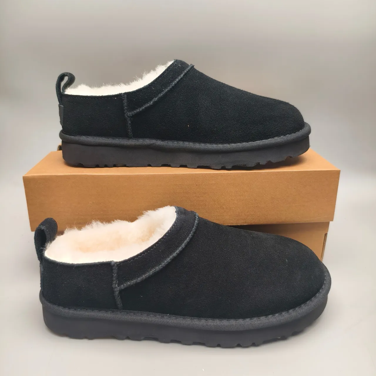 UGG Tasman Black Beige Suede Upper Shearling-Lined Casual Shoes 5