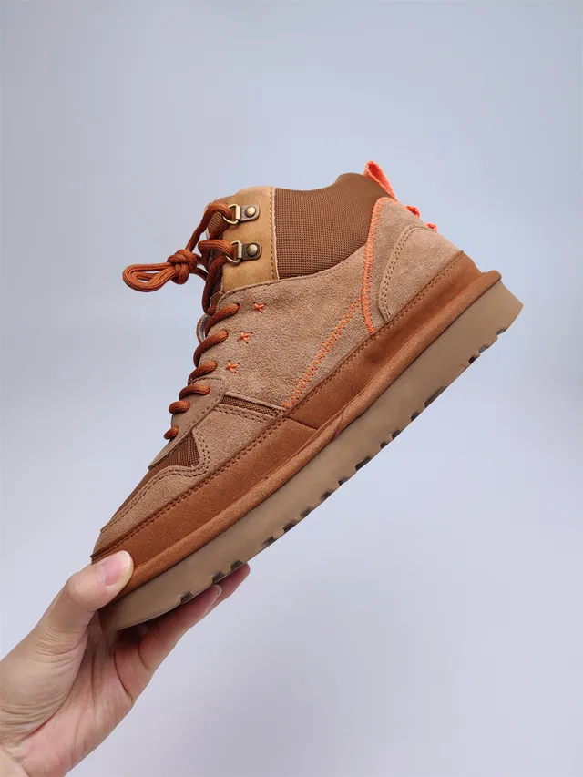 UGG Tasman Brown Orange Suede-Mesh Hybrid Upper Contrast Stitching Hiking Boots 4
