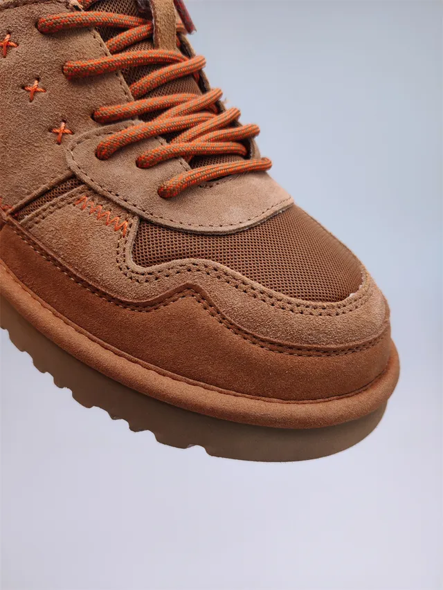 UGG Tasman Brown Orange Suede-Mesh Hybrid Upper Contrast Stitching Hiking Boots 5