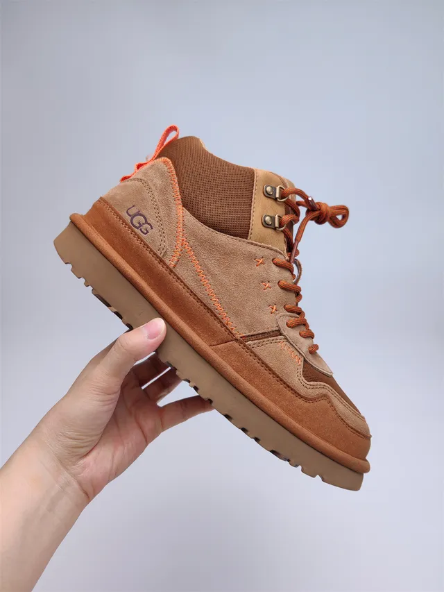 UGG Tasman Brown Orange Suede-Mesh Hybrid Upper Contrast Stitching Hiking Boots 8