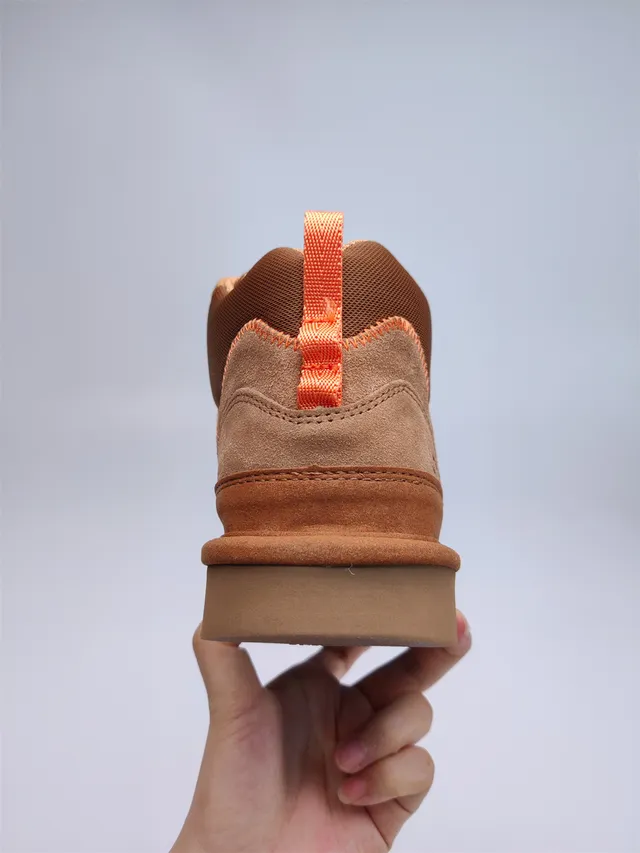 UGG Tasman Brown Orange Suede-Mesh Hybrid Upper Contrast Stitching Hiking Boots 9