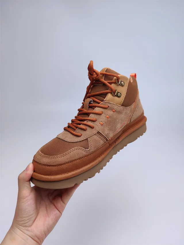 UGG Tasman Brown Orange Suede-Mesh Hybrid Upper Contrast Stitching Hiking Boots 10