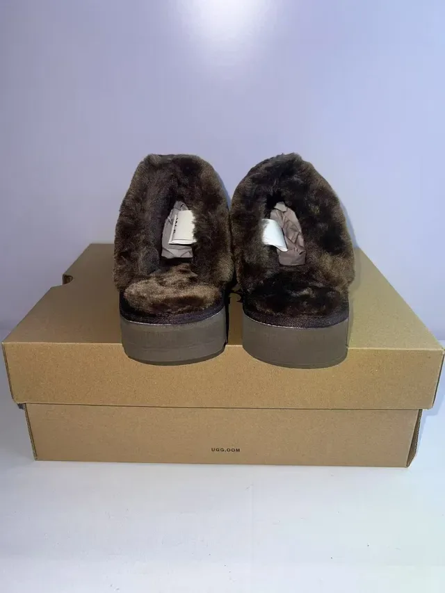 UGG Tasman Brown Shearling-Lined Platform Slipper 4