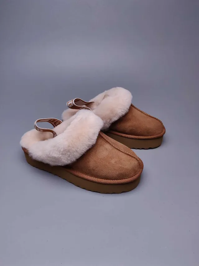 UGG Tasman Brown Shearling-Lined Platform Slippers 6