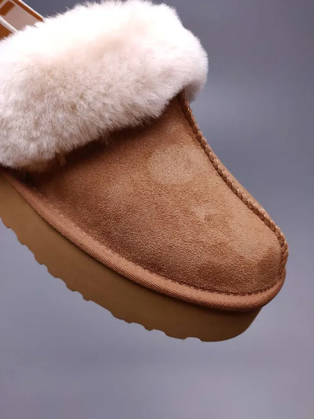 UGG Tasman Brown Shearling-Lined Platform Slippers 7