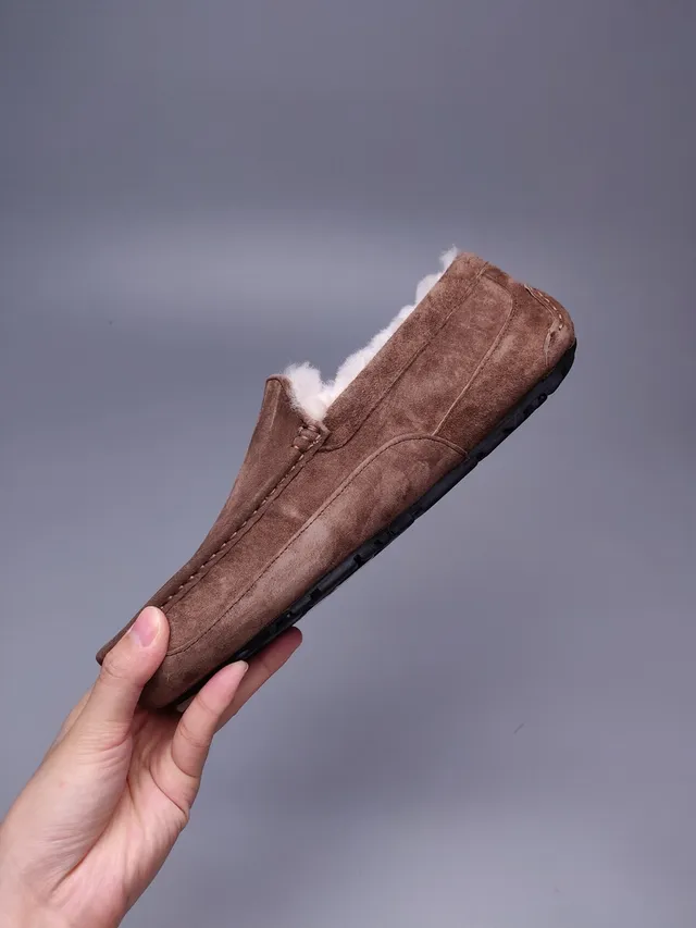 UGG Tasman Brown Suede Shearling-Lined Loafer 7