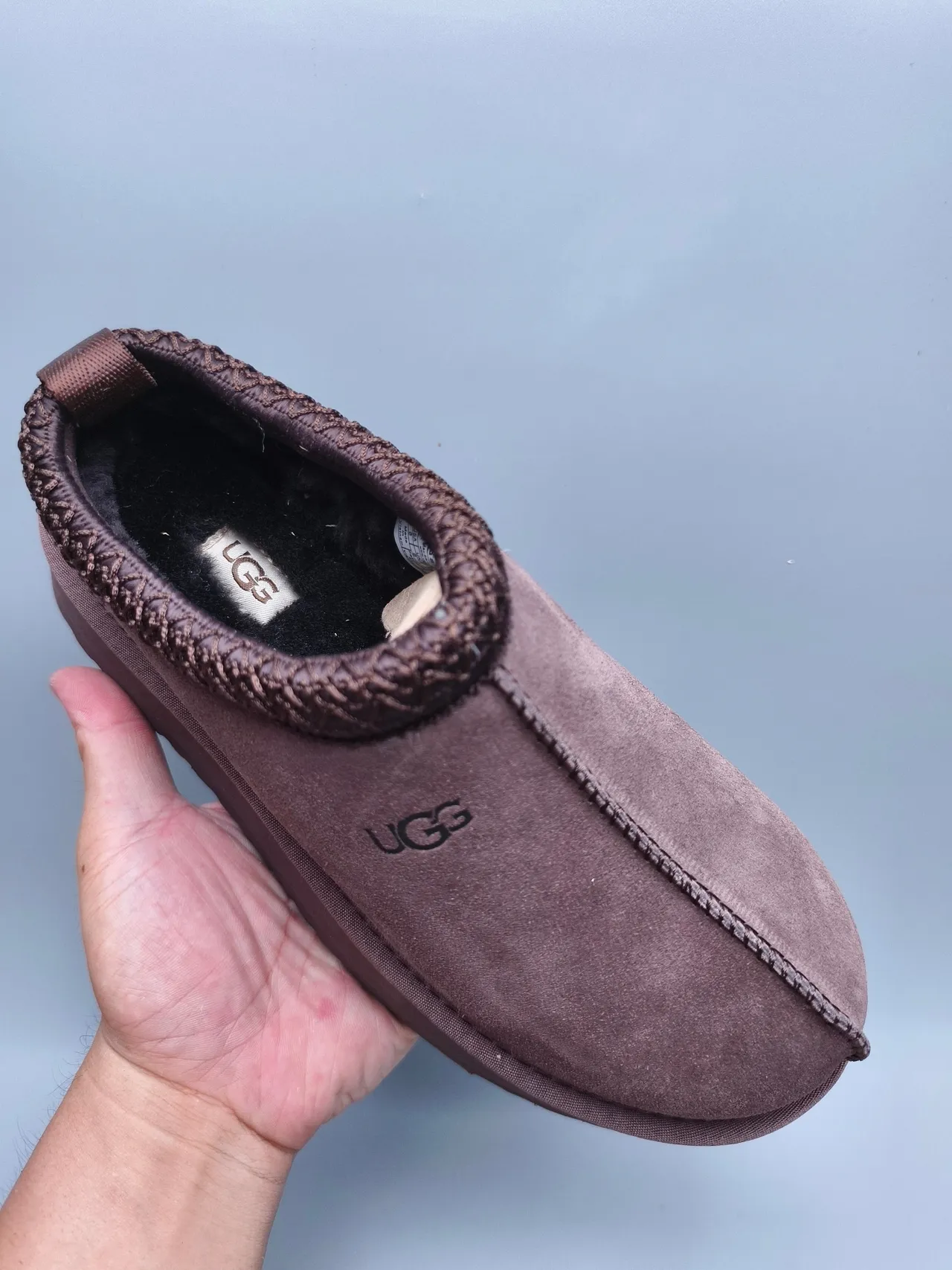 UGG Tasman Sapatos casuais marrom couro macio superior trançado malha colar 3