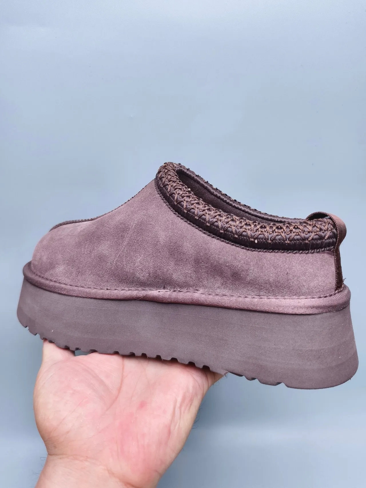 UGG Tasman Sapatos casuais marrom couro macio superior trançado malha colar 4