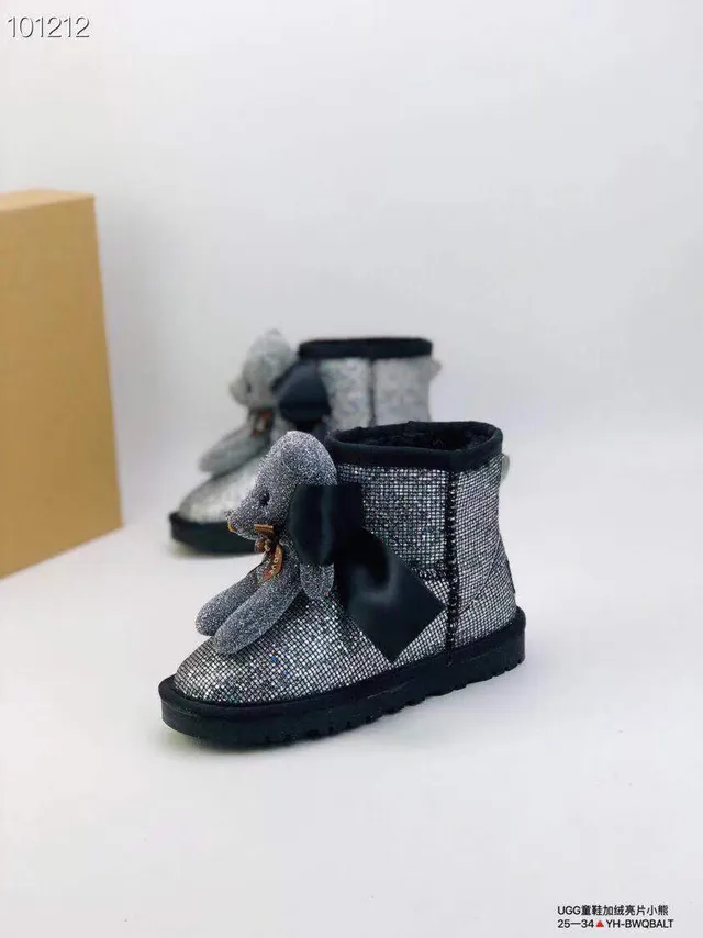 UGG Tasman Gold Pink Glitter Upper Shearling-Lined Snow Boots 5