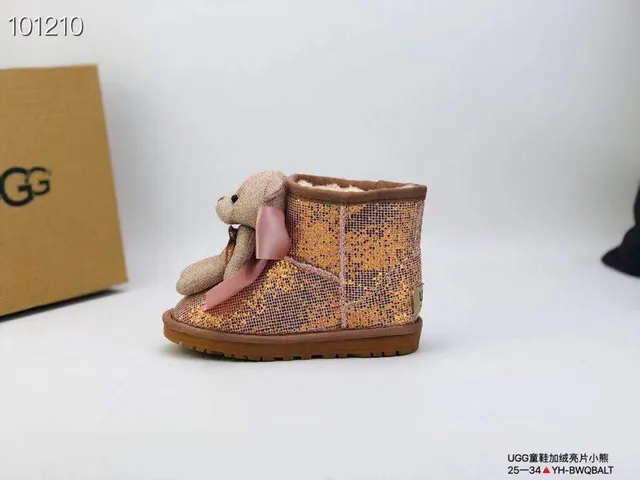 UGG Tasman Gold Pink Glitter Upper Shearling-Lined Snow Boots 10
