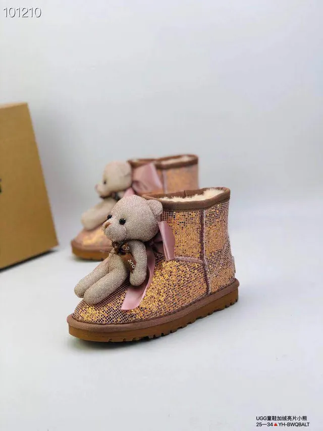 UGG Tasman Gold Pink Glitter Upper Shearling-Lined Snow Boots 11