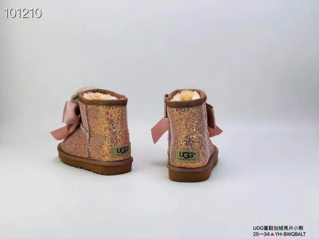 UGG Tasman Gold Pink Glitter Upper Shearling-Lined Snow Boots 12
