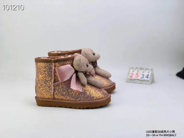 UGG Tasman Gold Pink Glitter Upper Shearling-Lined Snow Boots 14