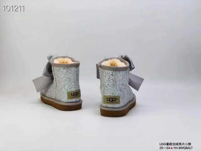 UGG Tasman Gold Pink Glitter Upper Shearling-Lined Snow Boots 19